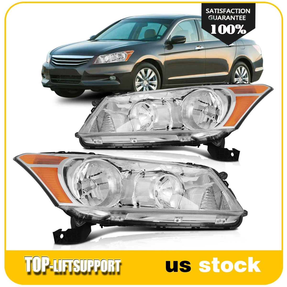 Headlight Assembly for Honda Accord 2008–2012 Chrome Housing