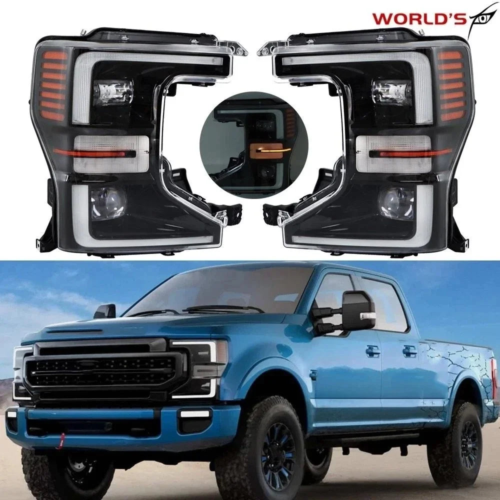 Set of 2 Black Full LED Headlights for Ford F250 F350 SuperDuty (2020–2022)