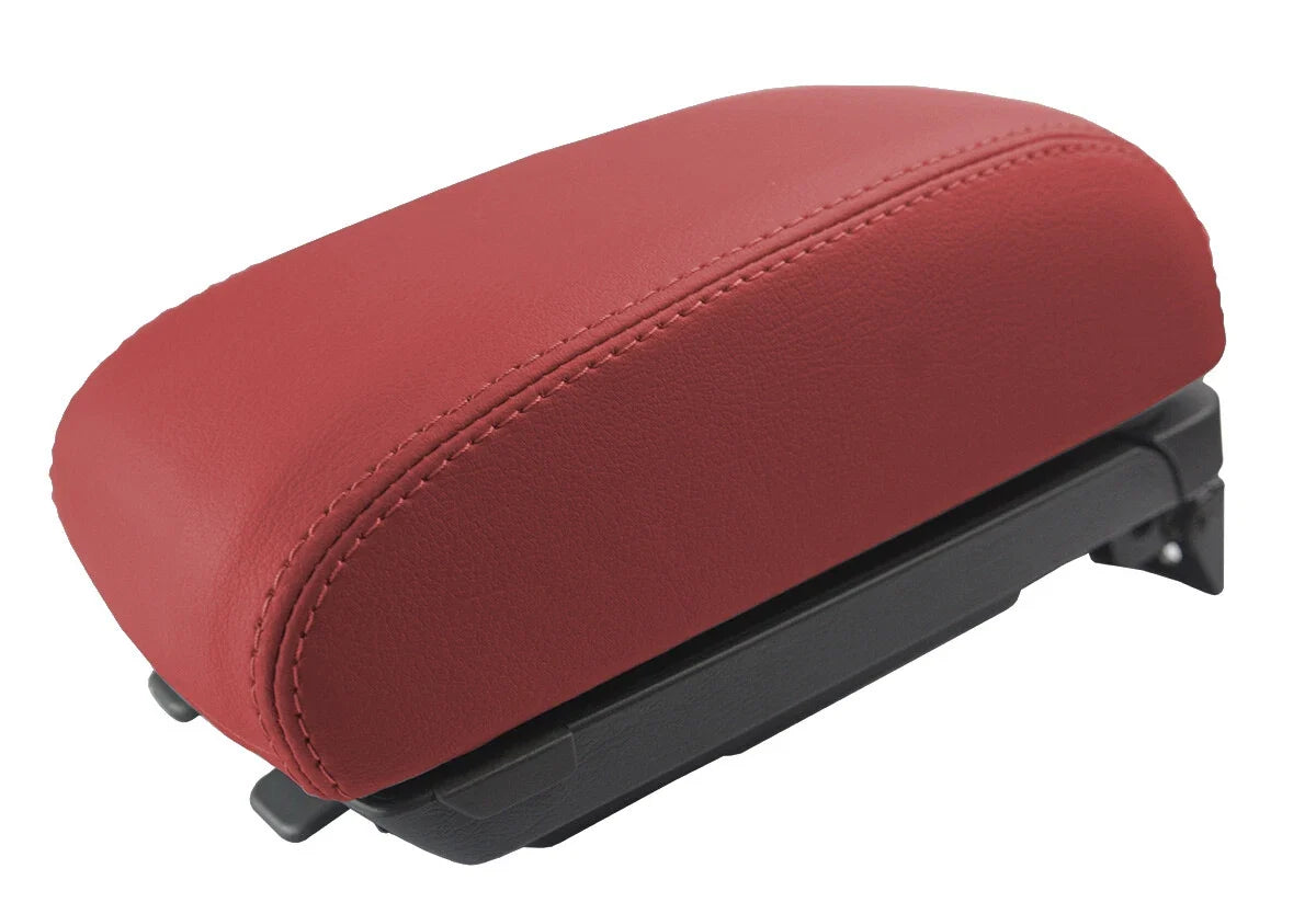 Leather Console Lid Armrest Cover for Hyundai Tucson (2005–2009) Red