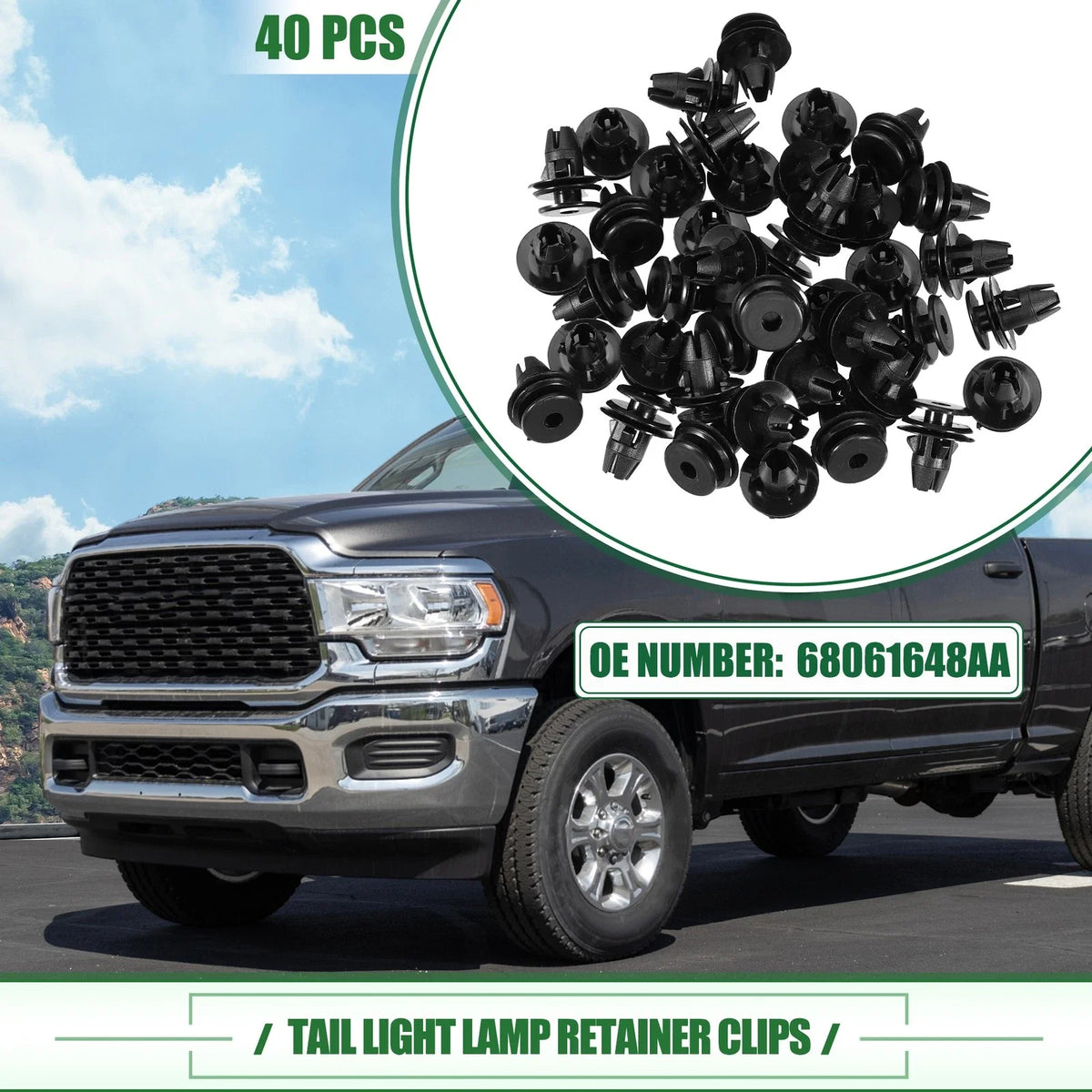 40 Pcs Tail Light Lamp Retainer Clip for Dodge Ram 1500 (No. 68061648AA)