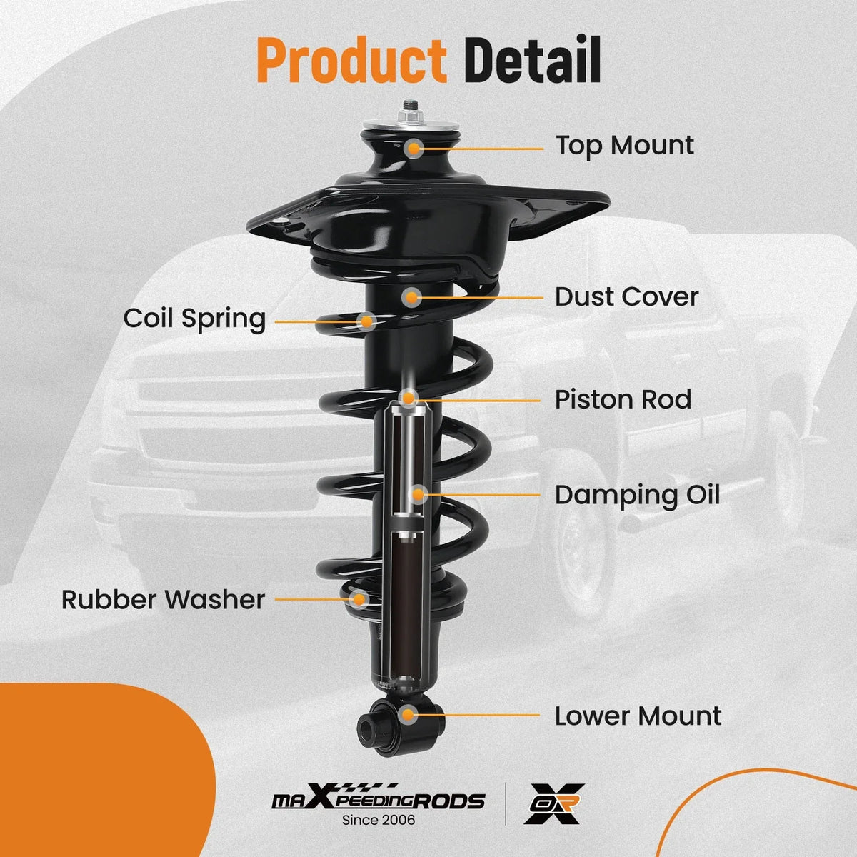 Rear Struts w/ Spring for 2010-2015 Chevrolet Camaro V8