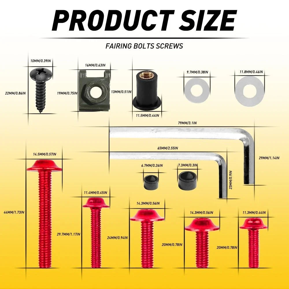 Complete Fairing Bolt Kit for Universal Motorcycle (All Years)