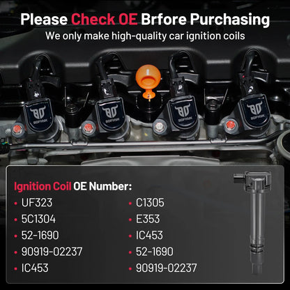 Ignition Coil Set with Spark Plugs for Toyota Tacoma 2000-2004 - 4X