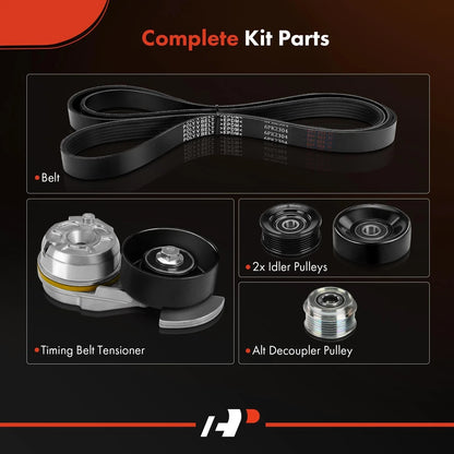 5X Serpentine Belt Drive Kit for 1992-2011 Ford Crown Victoria
