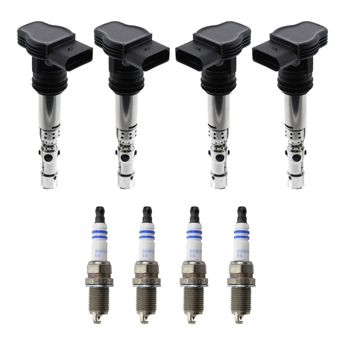 Set of 4 Ignition Coils & Bosch Platinum Spark Plugs for Audi A4, TT, VW Golf, Jetta (1.8L)