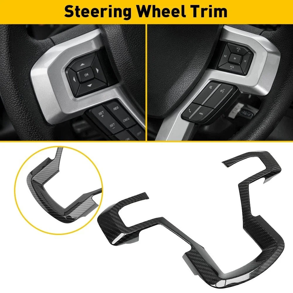 Steering Wheel Cover Trim for Ford F150 (2015–2020) Black ABS