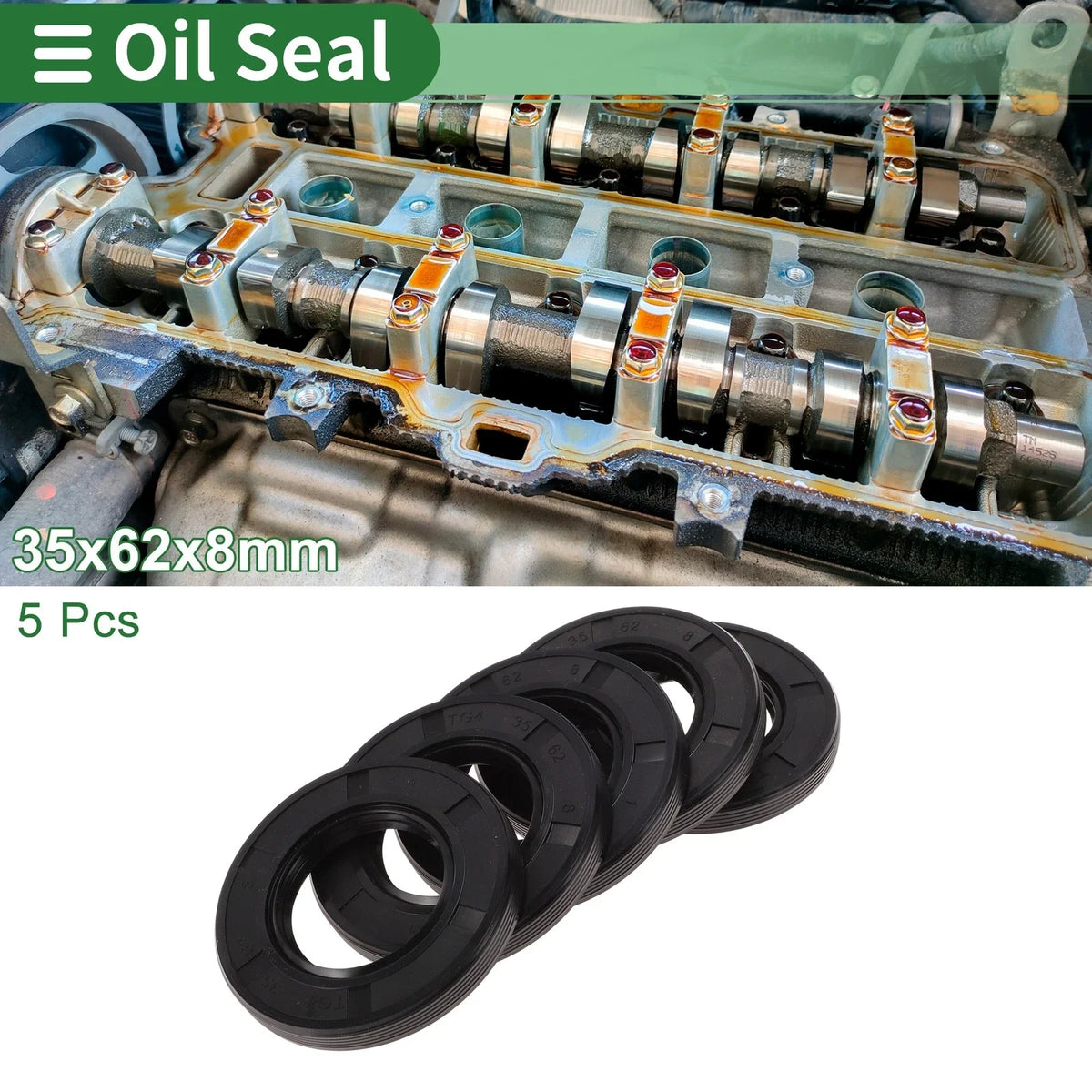 Oil Seal NBR Rubber 35x62x8mm for Various Models (5 Pcs)