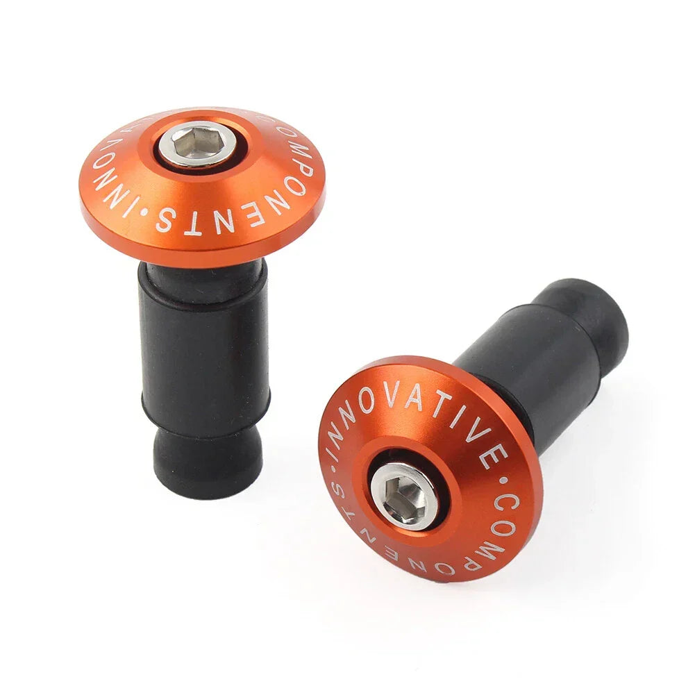 Motorcycle 7/8" Grip Plug Handlebar End Cap - Orange Color