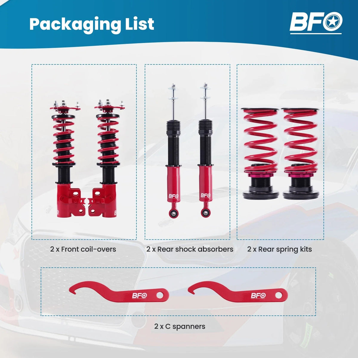 BFO Adjustable Height Coilover Kit for 2006-2011 Honda Civic Si