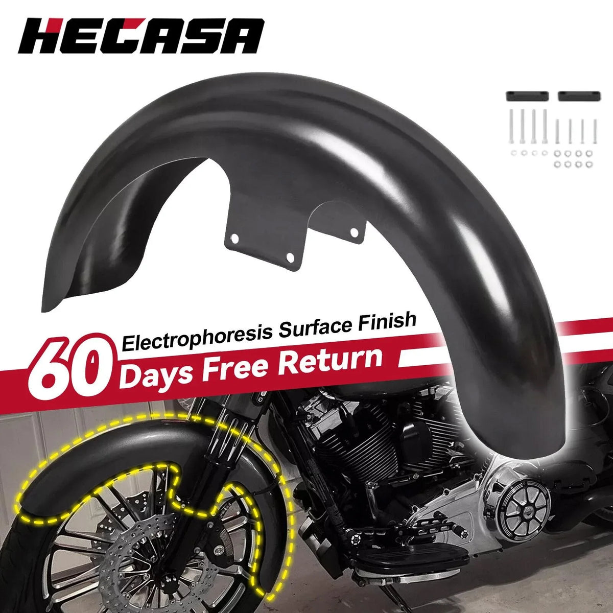 Wrap Front Fender 21" for Harley Davidson Touring Electra Glide 2009-2023