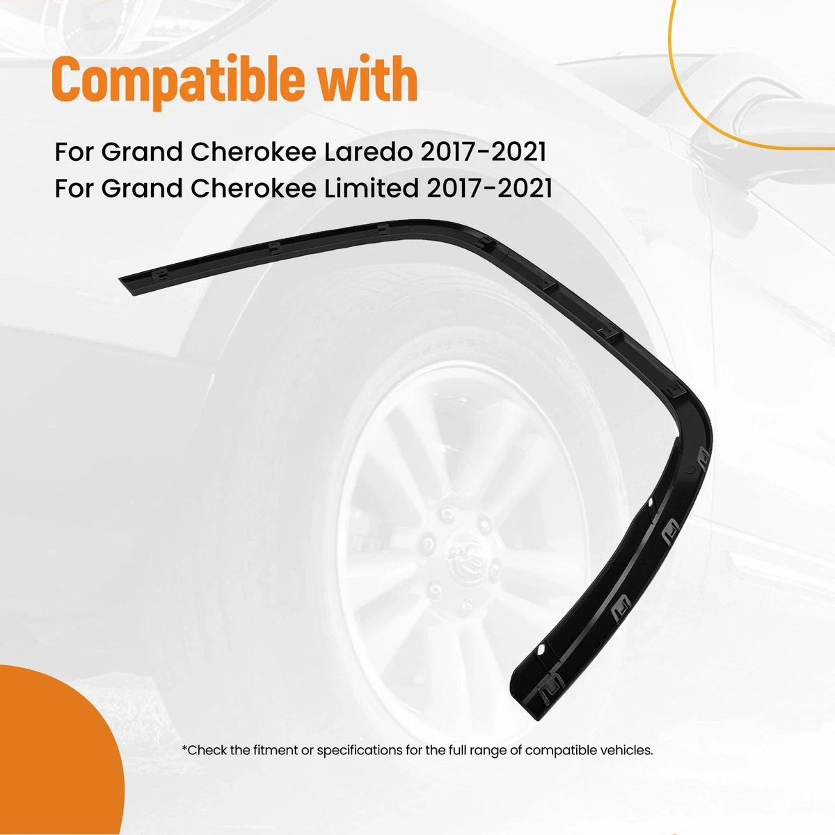 Black Front Fender Right for 2021 Jeep Grand Cherokee