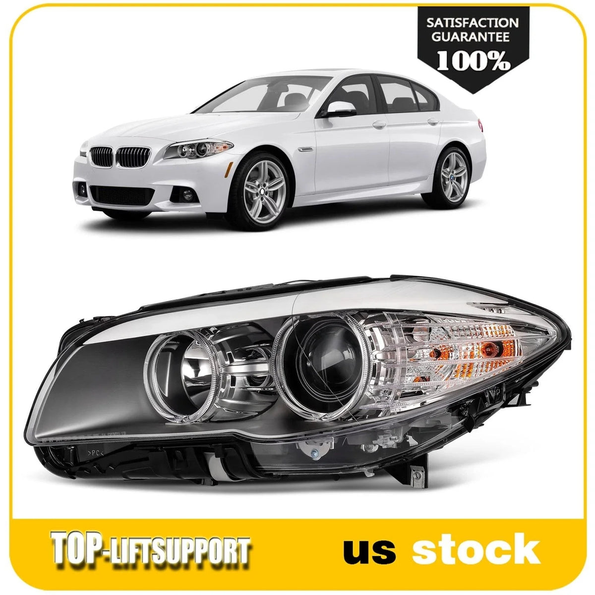 Driver Left Side Headlight for BMW 535i xDrive (2011–2013) Projector