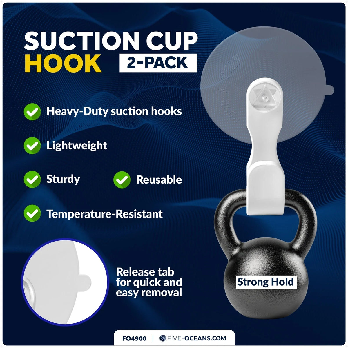 2X Suction Cup Hooks for Tile Glass Window Door (FO4900)