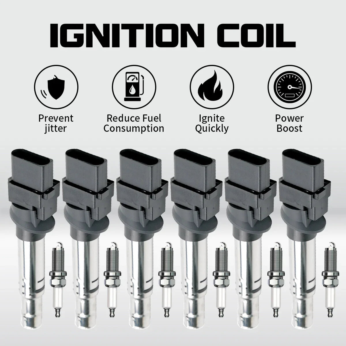 6 Ignition Coils + 6 Spark Plugs (Iridium) for Porsche Cayenne 2008-2018