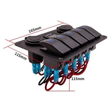 5 Gang Marine Toggle Switch Panel for Cars and Boats