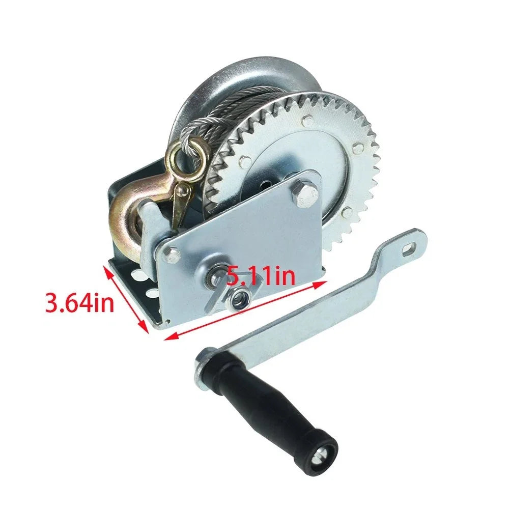 Manual Crank Winch for Truck (1500 lbs, 5.0mm x 10m Rope)