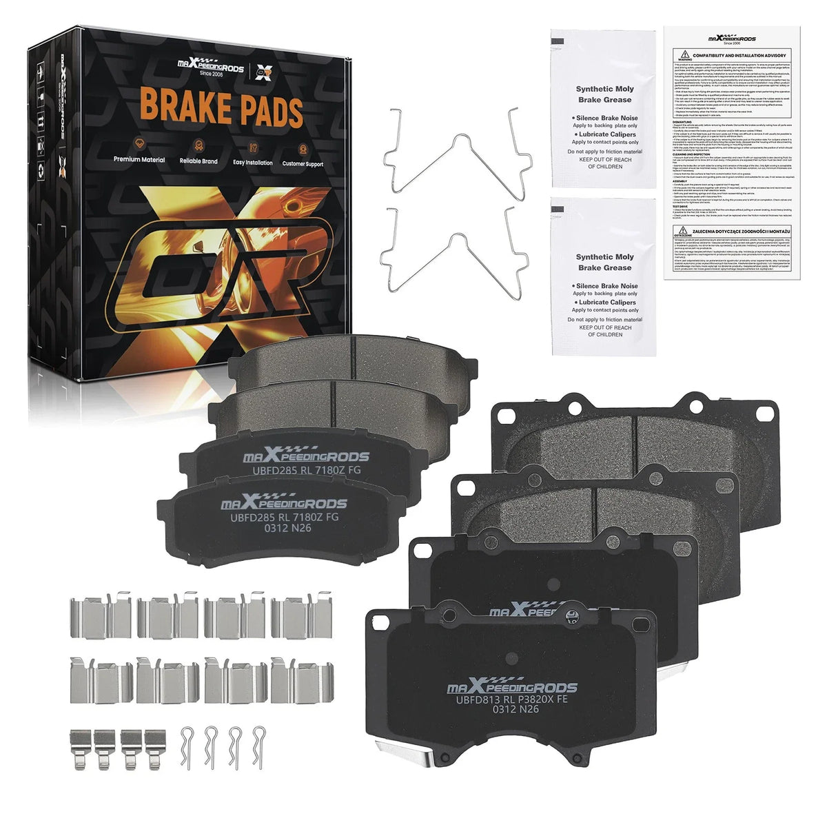 Ceramic Brake Pads Kit for Lexus GX470 2003-2009 & Sequoia 2001-2007