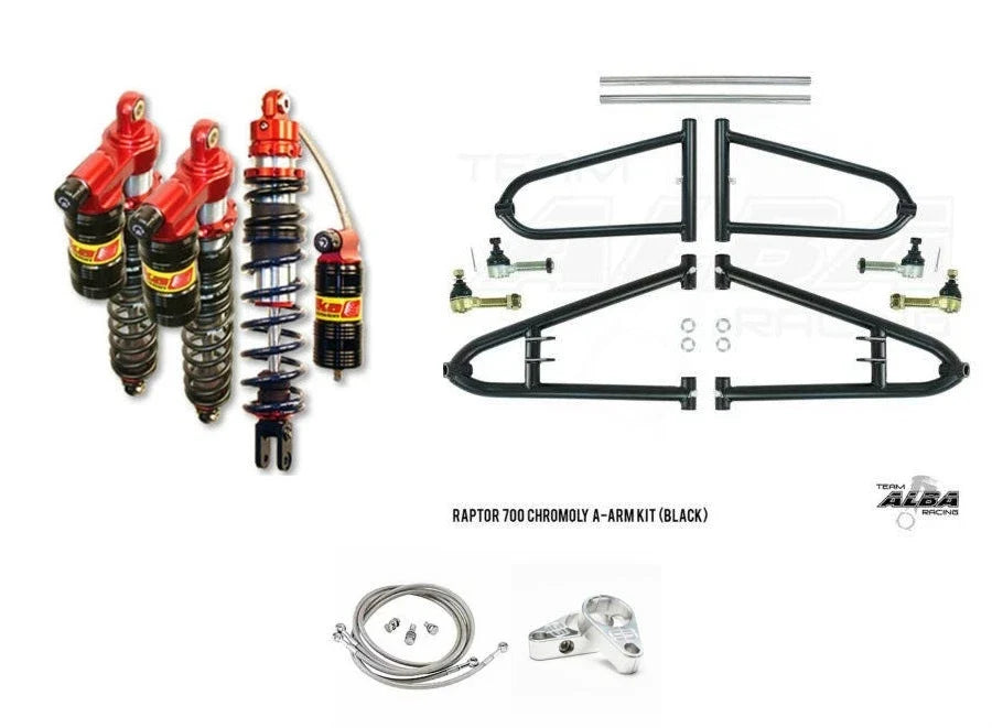 Alba +2 Extended A-Arms & Elka Legacy Shocks for Raptor 700 (2006–2014)