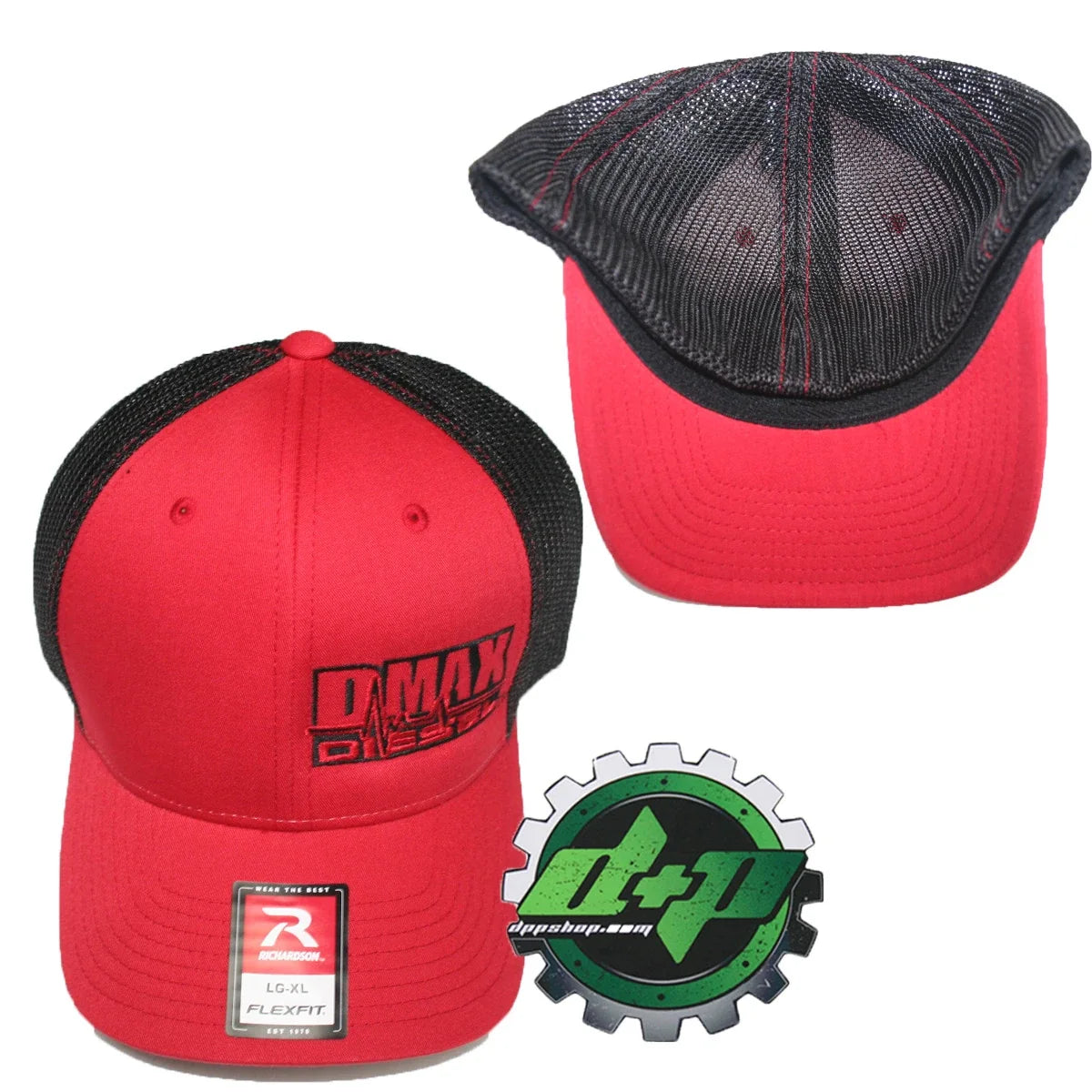 Duramax Diesel Flexfit Hat for DMAX Truck (L/XL) - Red Black Mesh Back