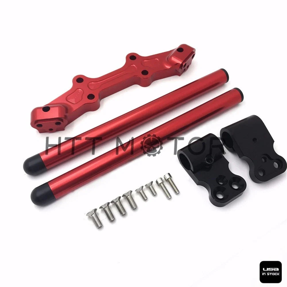 Red Clip-On Adapter Plate with Handlebars for Yamaha MT-07 FZ-07 2014-2017