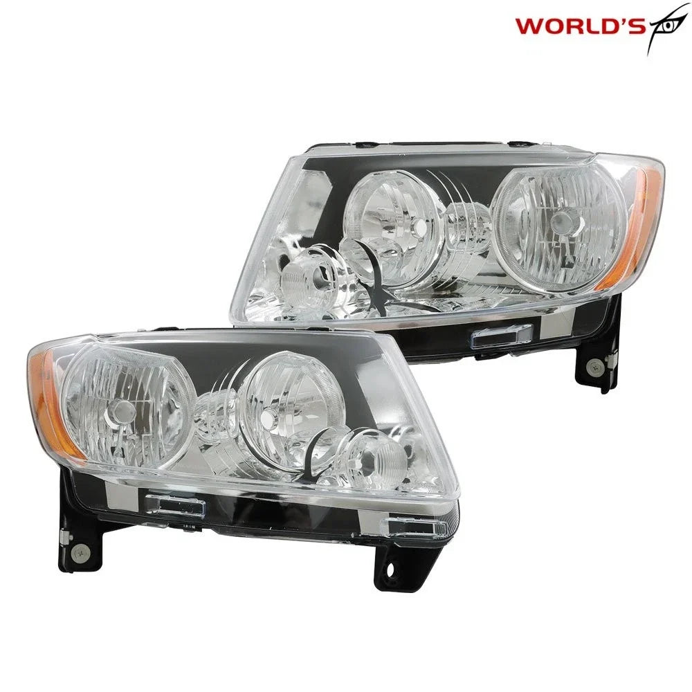 Set of 2 Halogen Headlights for Jeep Grand Cherokee, Compass