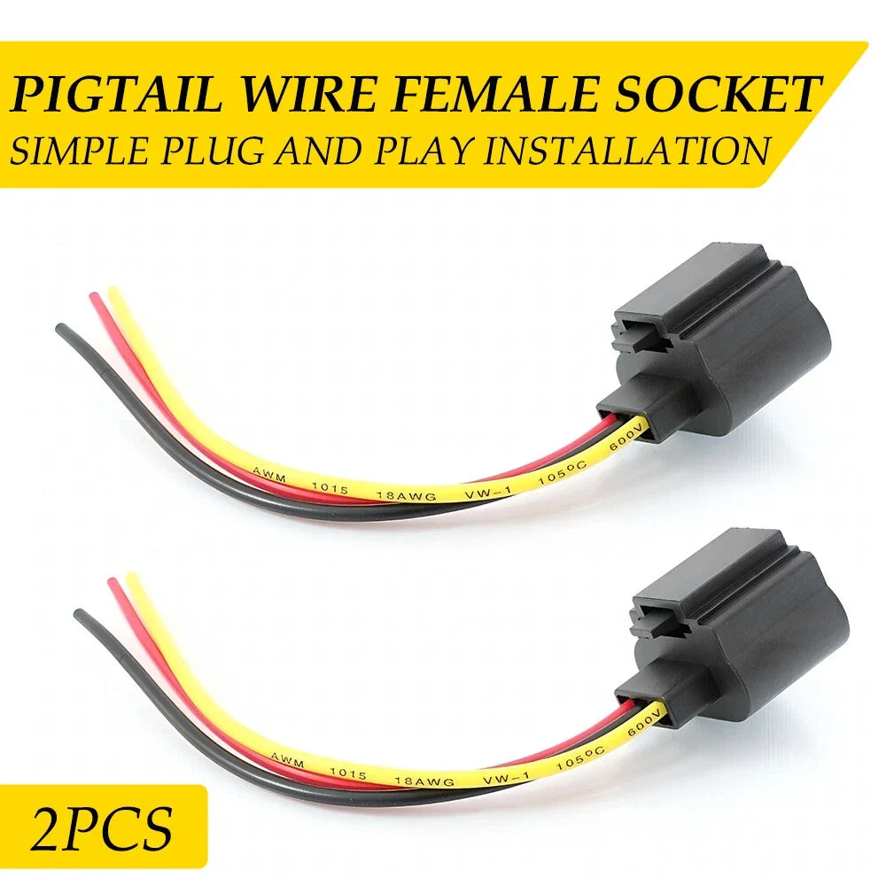 2X Headlight Bulb Socket Pigtail Harness for Make Model