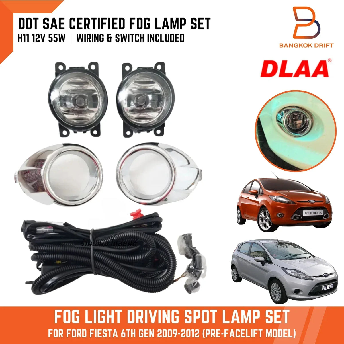 Driving Light Fog Lamp Chrome Cover for Ford Fiesta (2009-2012)