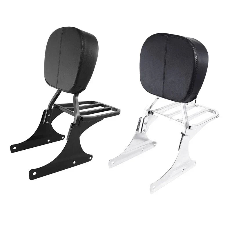 Luggage Rack with Chrome/Black Sissy Bar Backrest for Harley Softail 1984-2005