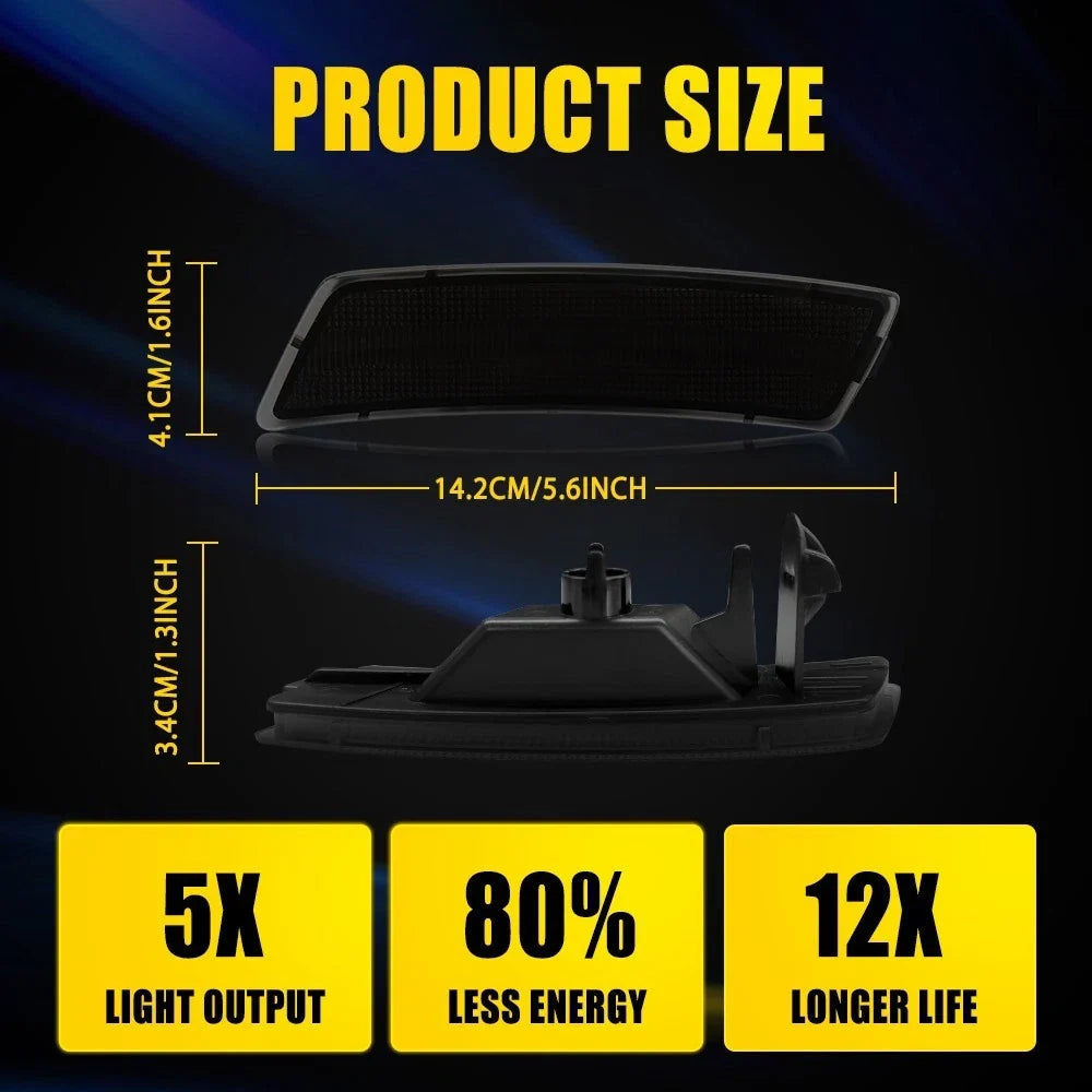 Full LED Side Marker Lights Set of 2 with Smoked Lens for VW