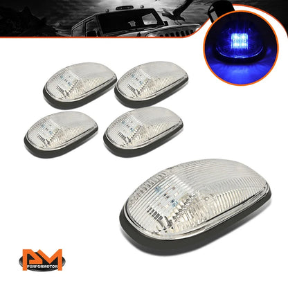 5Pcs Cab Roof Running Light Chrome Housing Blue LED for Dodge Ram (1999–2001)