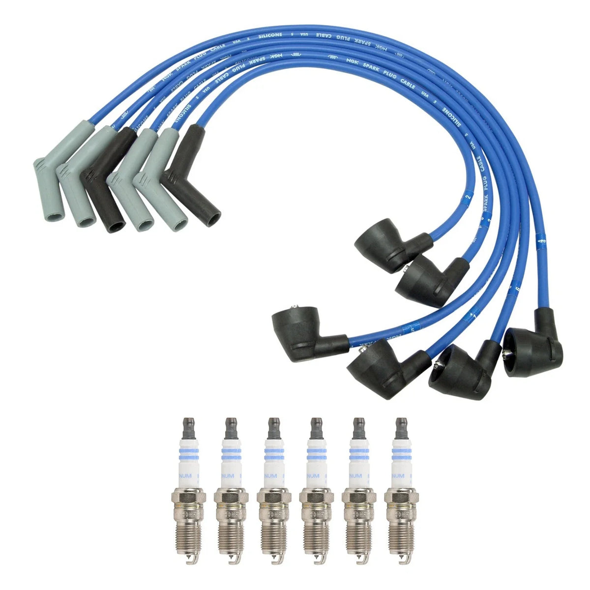 NGK Wire Set & Bosch 6 Platinum Spark Plugs for Aerostar B3000 Ranger (1990–1997)
