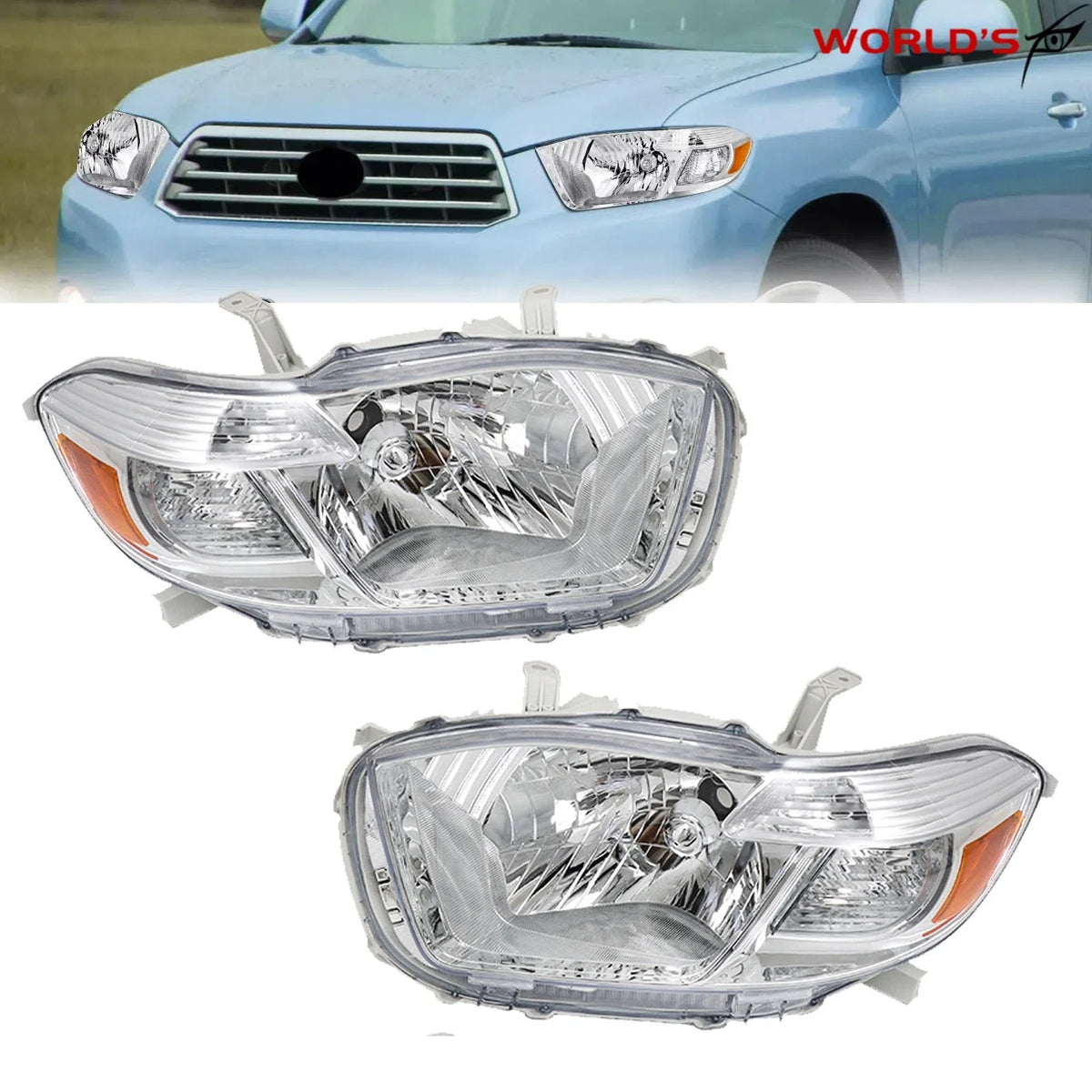 Halogen Chrome Housing Headlight for Toyota Highlander (2008–2010)