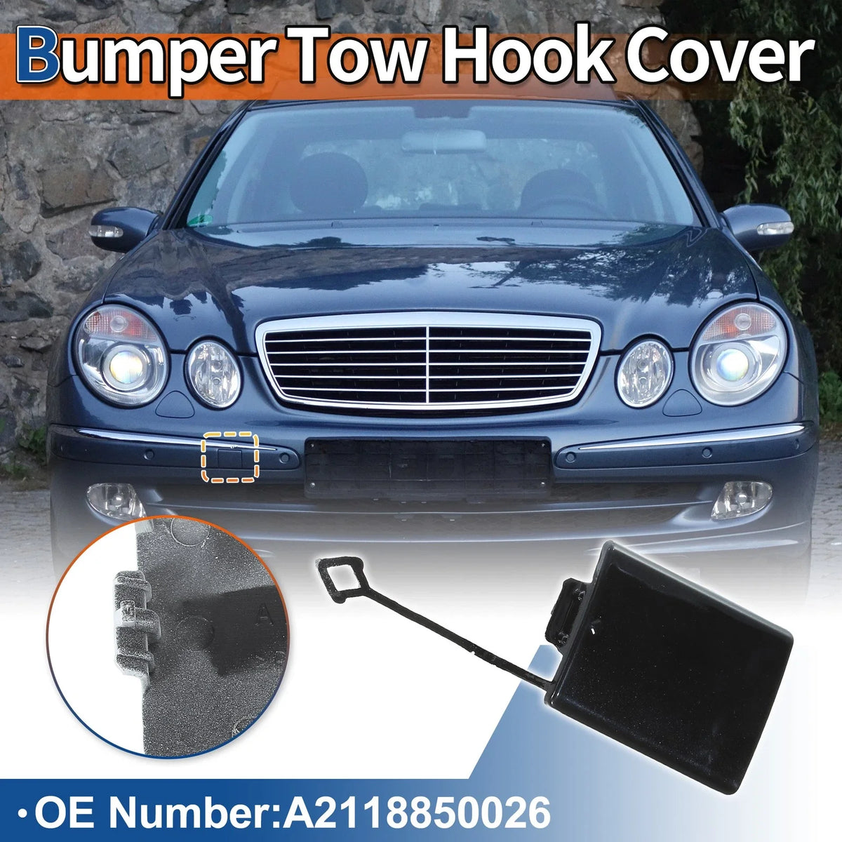 Tow Hook Cover for Mercedes-Benz E-Class (2003–2009) No.A2118850026 Black