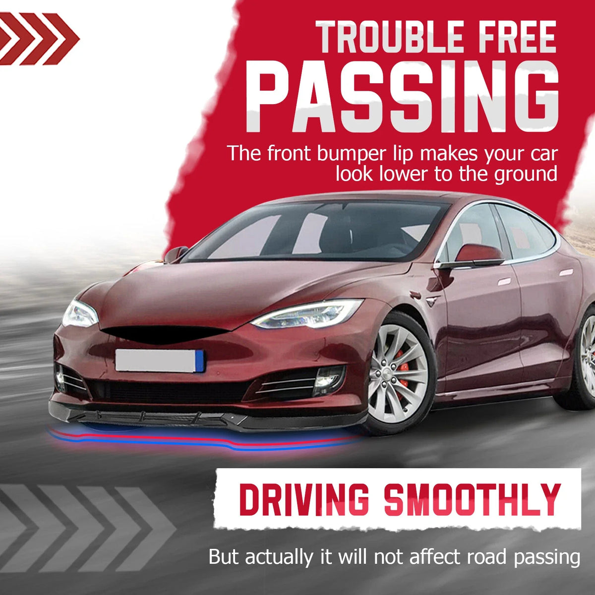 Front Spoiler Lip Splitter for Tesla Model S (2016–2020)