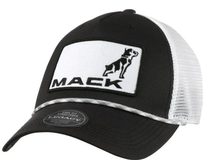 Bulldog Logo Patch Trucker Hat for Mack Trucks (Black/White, Mesh Back)
