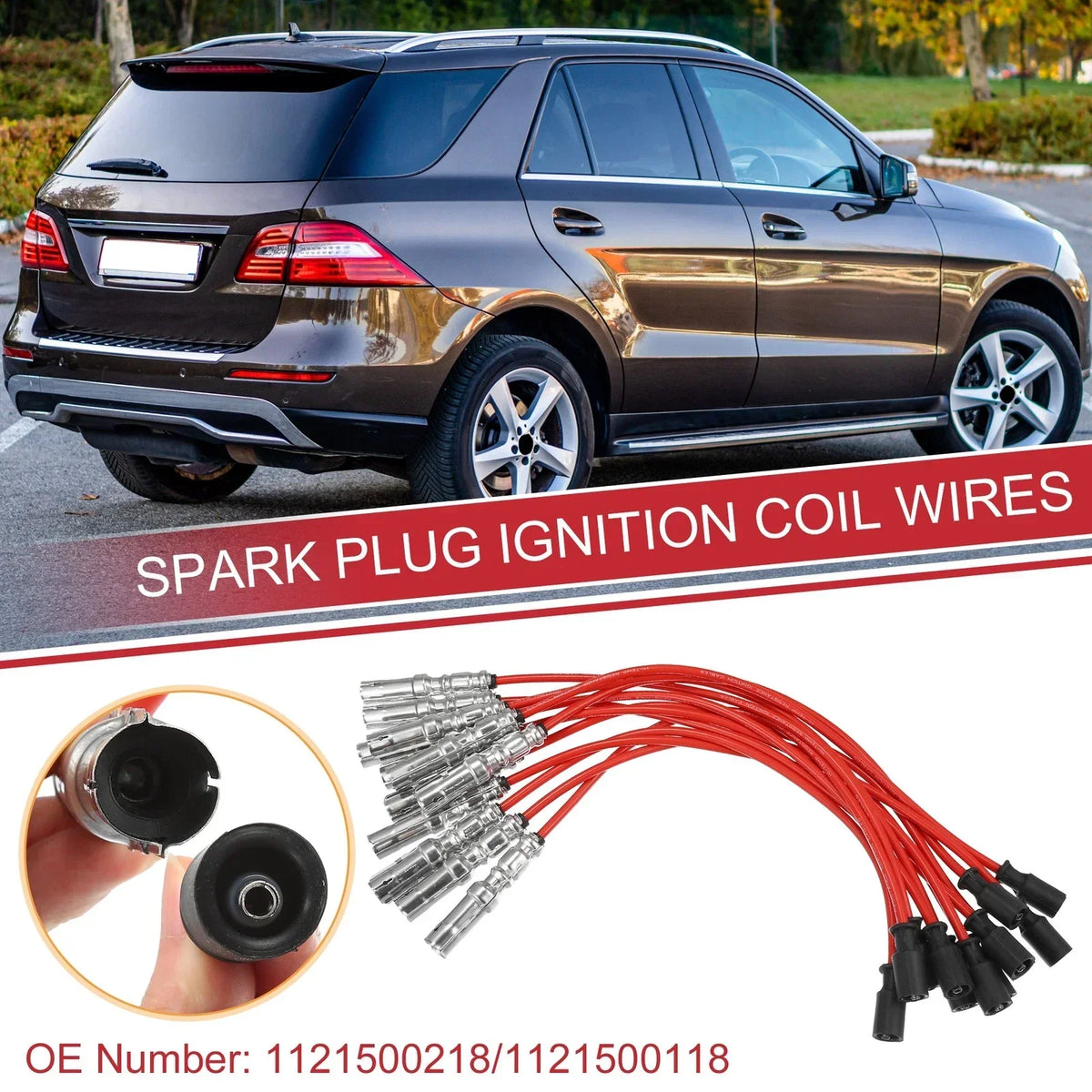 12 Spark Plug Wire Ignition Coil Cables for ML320 2000-2005 Mercedes-Benz
