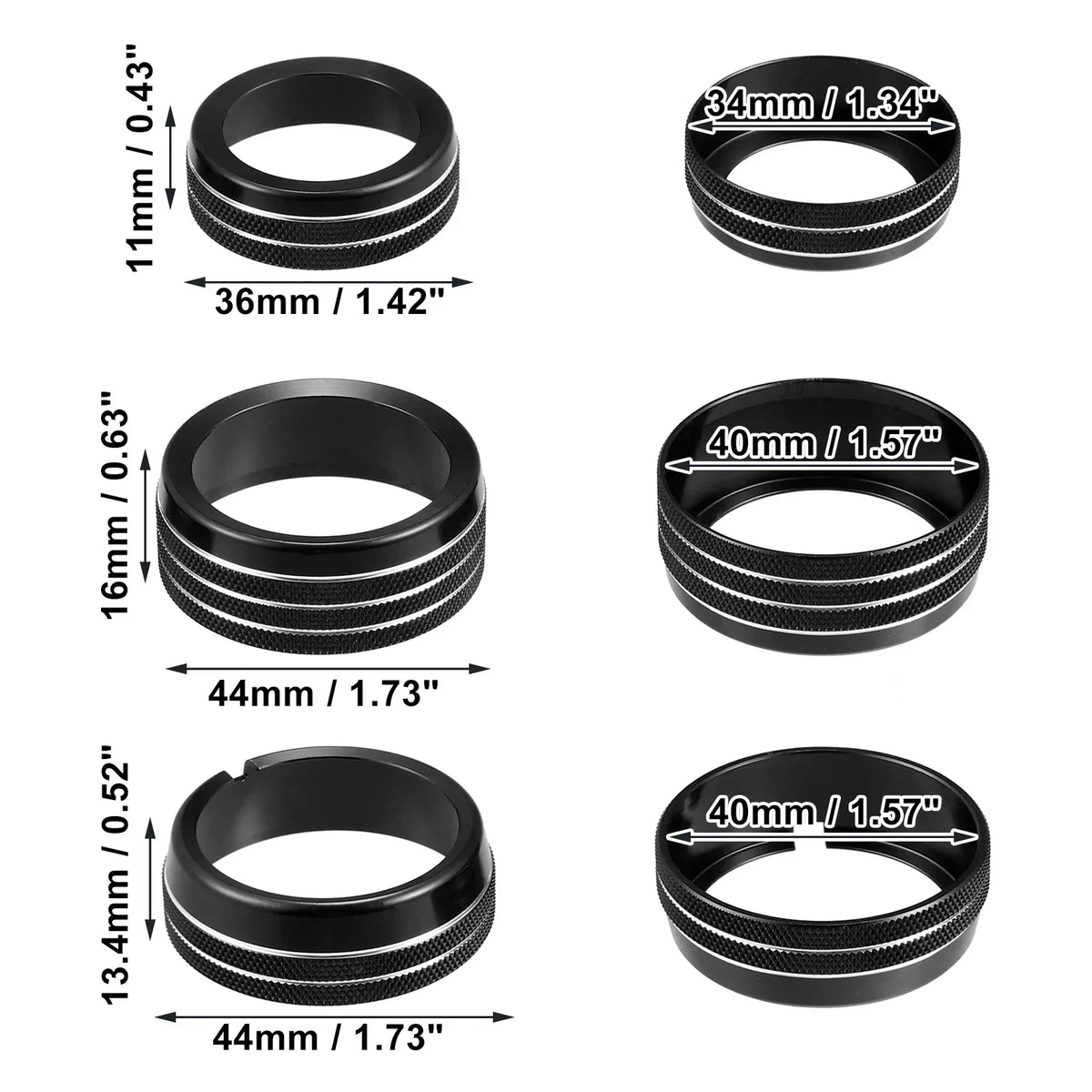 Black AC Switch Knob Cover Ring Trim - Set of 4 for Dodge Ram 1500