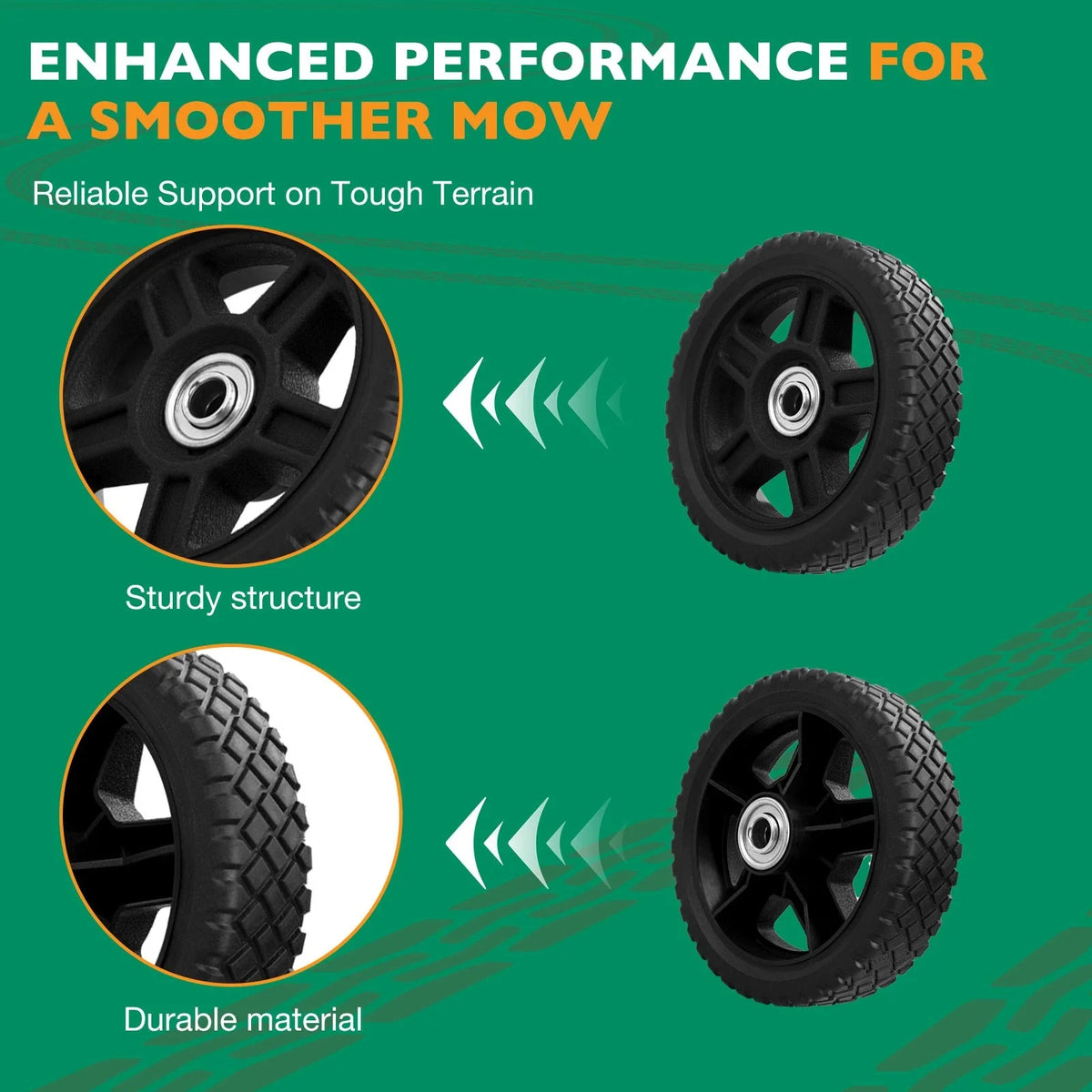 12" Plastic Wheel Set (2 Pieces) for Craftsman Mower