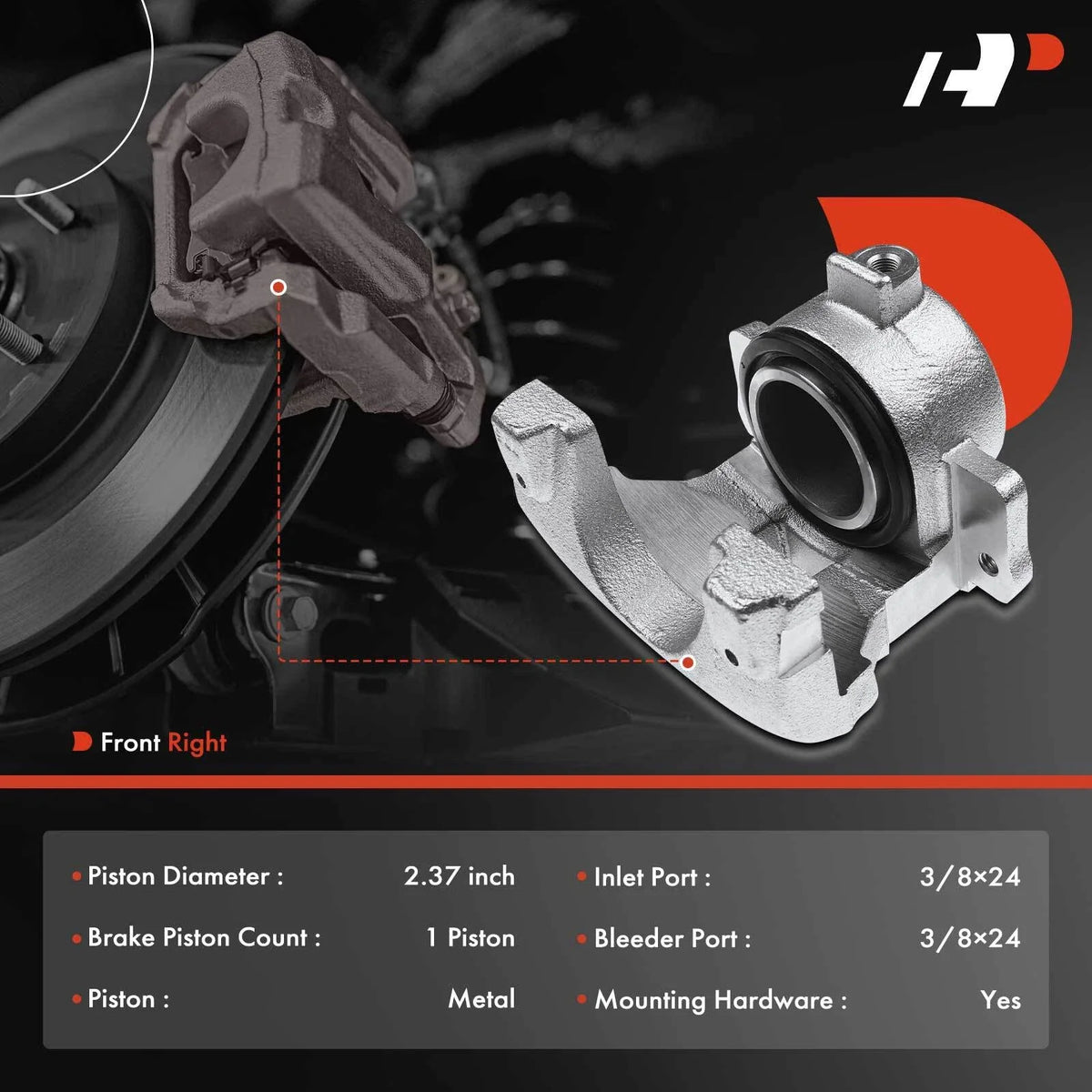 Disc Brake Caliper Front Right for Ford Mustang, Mercury Comet, Ranchero