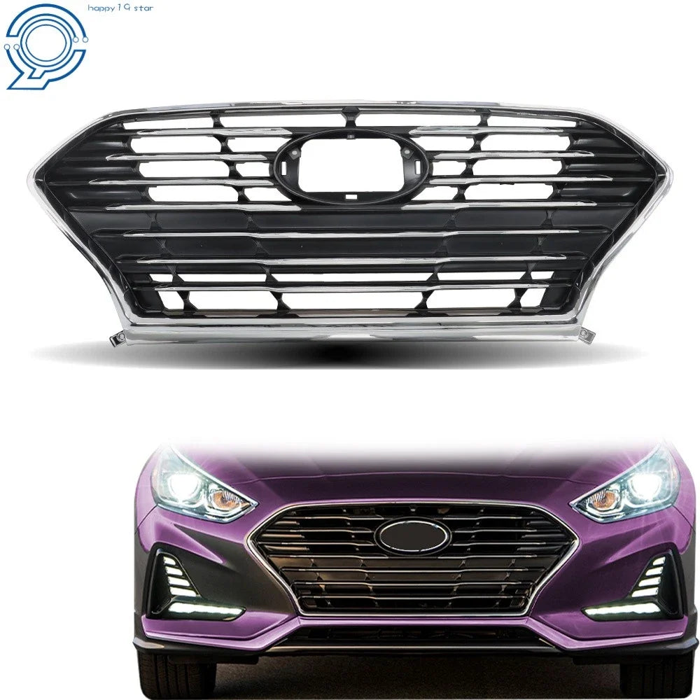 Chrome Black Front Bumper Grill for Hyundai Sonata (2018–2020)