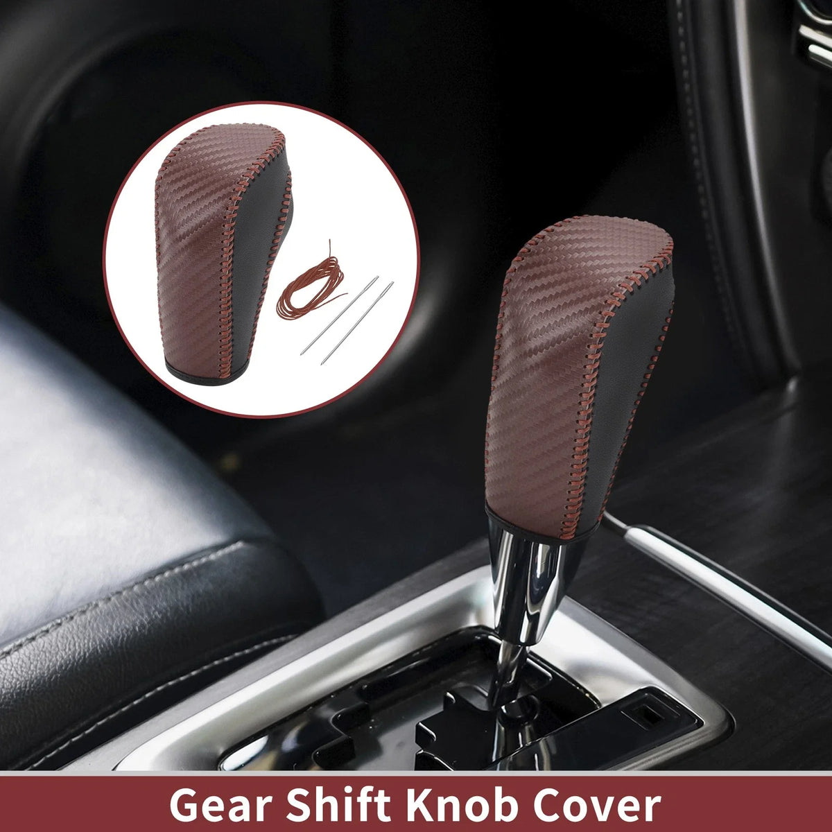 1Pc Gear Shift Knob Cover for Ford Fiesta (2009–2012) Black Brown Faux Leather