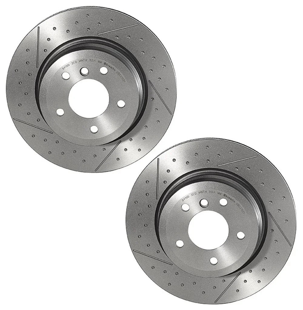 2X Brembo Rear Dimpled Slotted Brake Disc Rotors for BMW 135i (E82 E88)