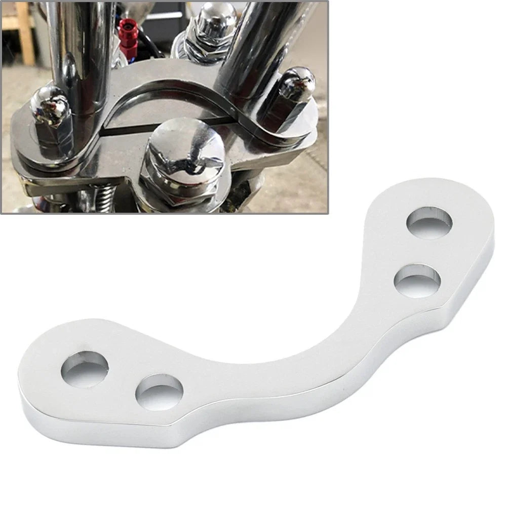 3.5" Wide Chrome Top Clamp for Springer Handlebar Tree - Harley