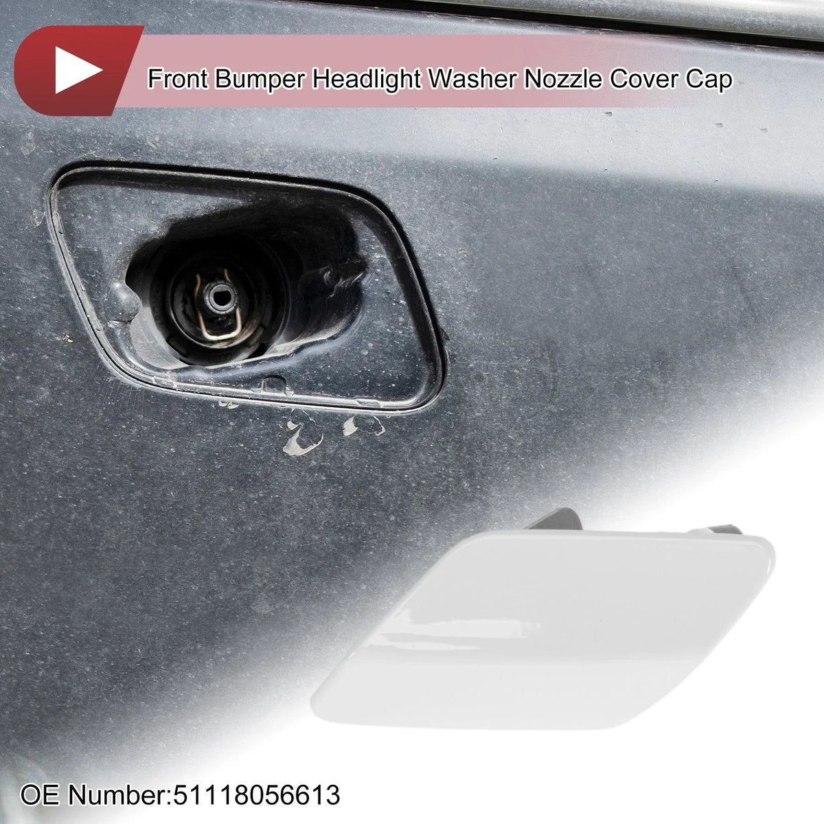 Front Left Bumper Trim Nozzle Cover No. 51118056613 for BMW 320i (2012–2019)