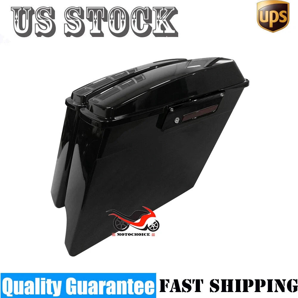 4" Vivid Black Left Side Extended Saddlebags for Harley (1993–2013)