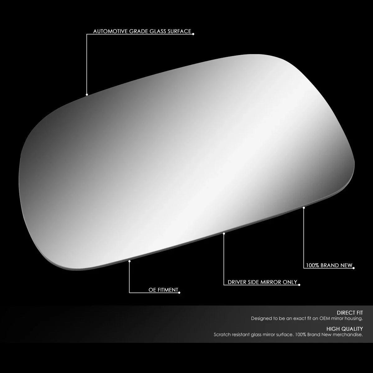 Left Side Mirror Glass Replacement Lens for Dodge Caravan (1996–2007)
