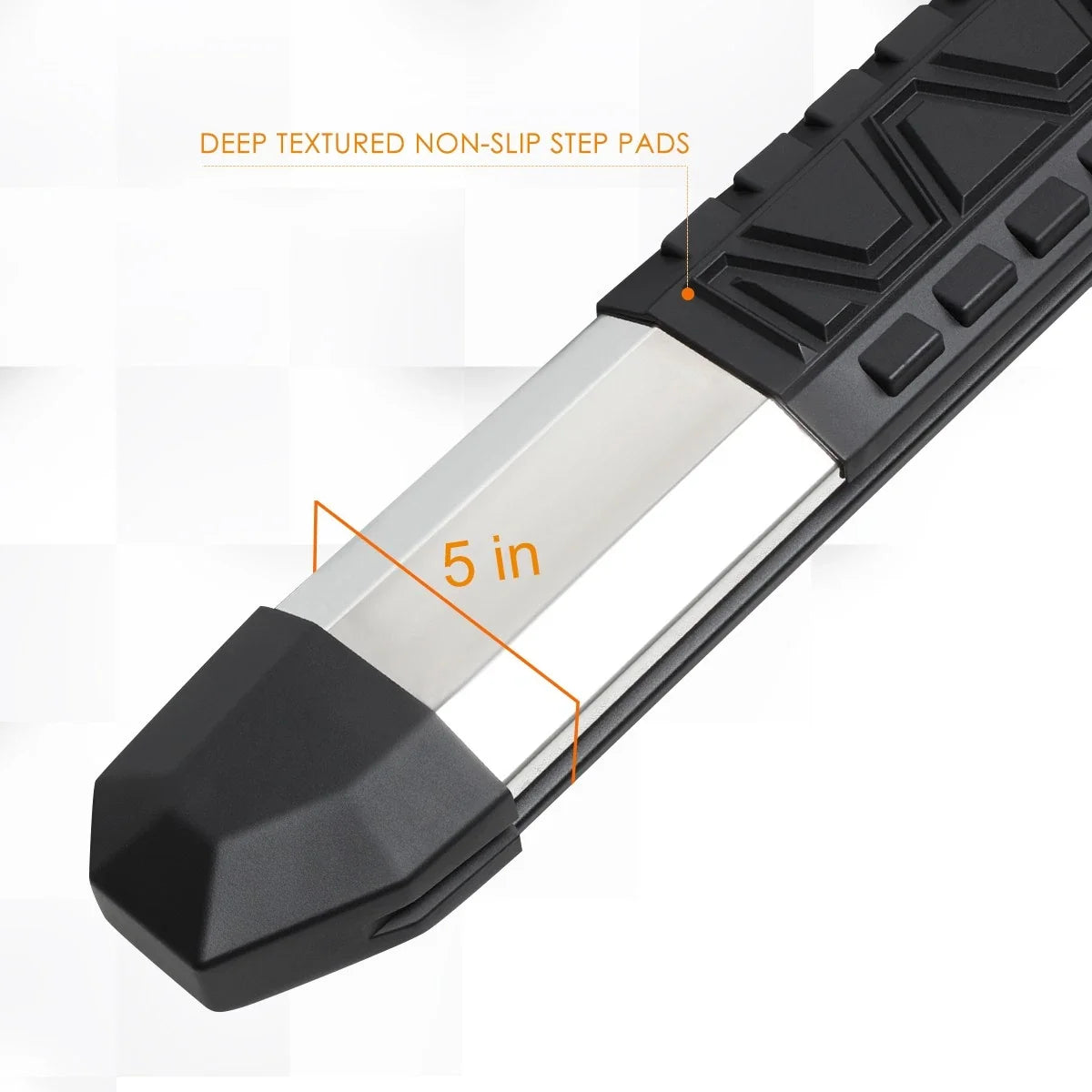 5" Side Step Nerf Bars in Aluminum for Dodge Ram Quad Cab 2002-2009