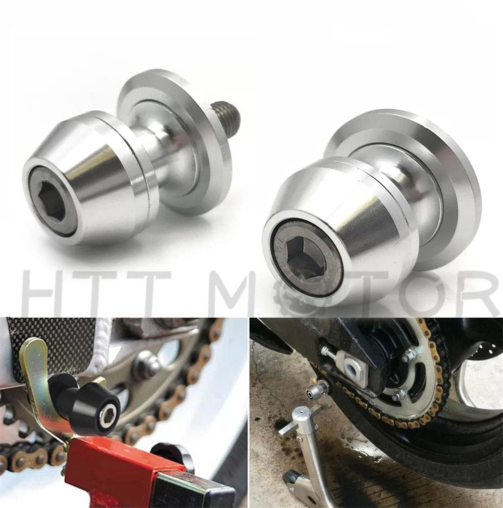 Universal Motorcycle 6MM CNC Swingarm Spools Sliders - Silver