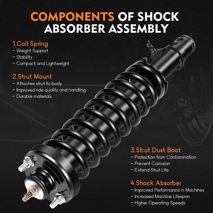 Set of 4 Complete Struts Shocks Spring & Mount for Honda Civic (1992–1995)