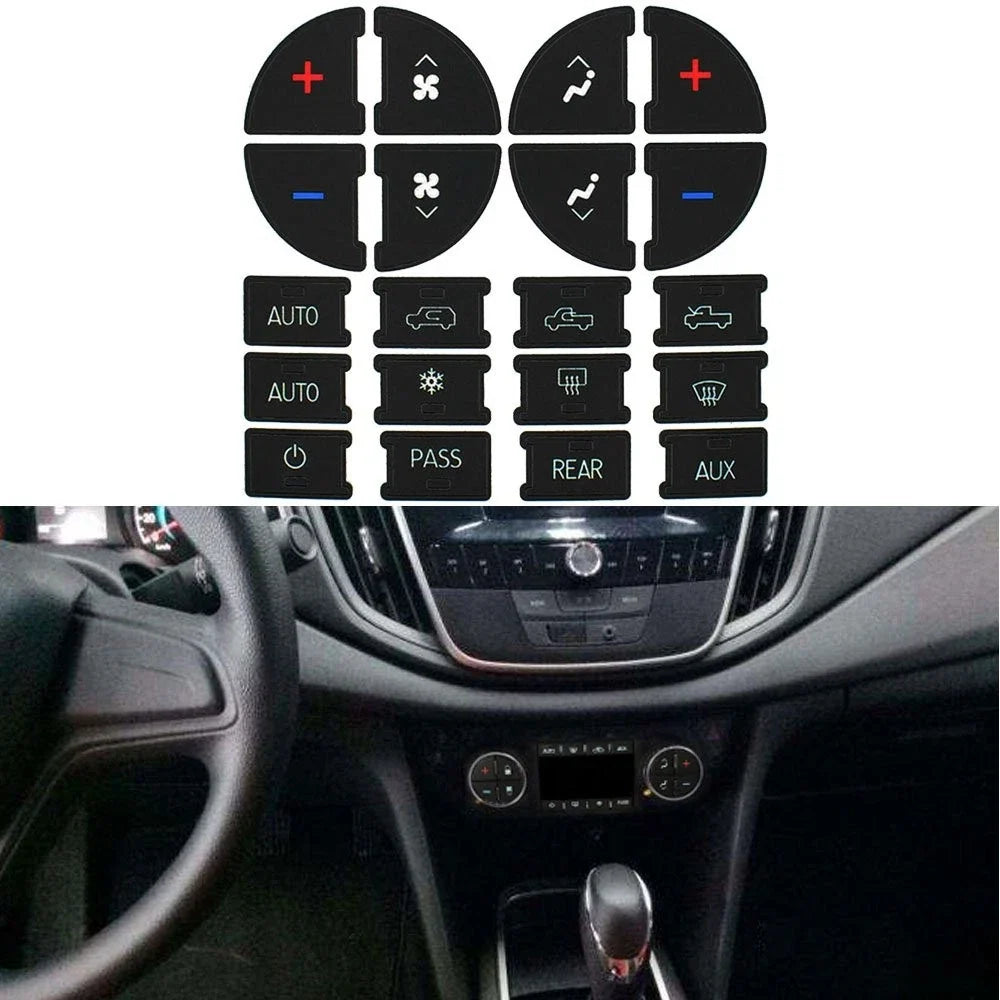 Black Vinyl Radio Button Fix Panel Sticker Decal for Chevy GM Buick (2006–2015)